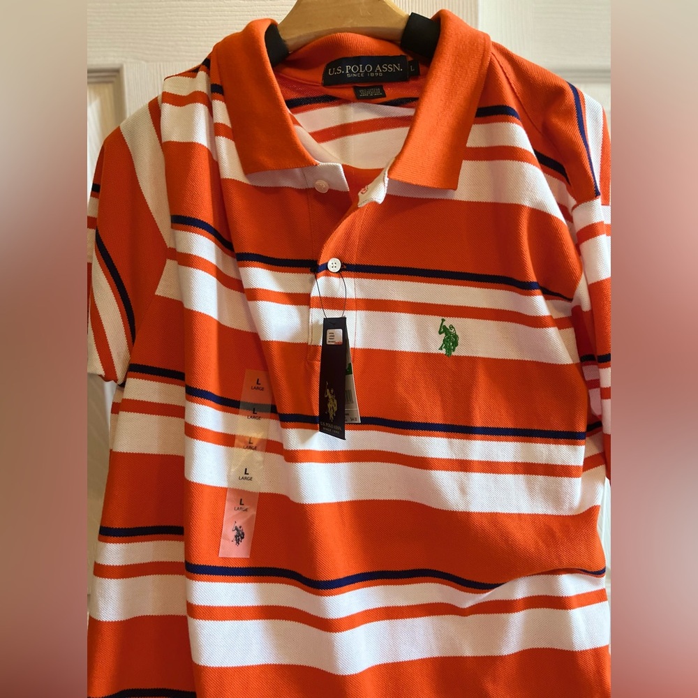 U.S. Polo Assn. Orange Striped Polo Shirt - Picture 4 of 4